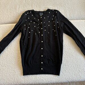 Simply Styled Women’s Black‎ Button Up Pearl Details Size M